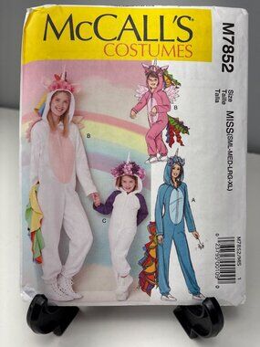 McCalls M7852 Unicorn Dragon Costume Sewing Pattern Misses Child Size S M L XL U